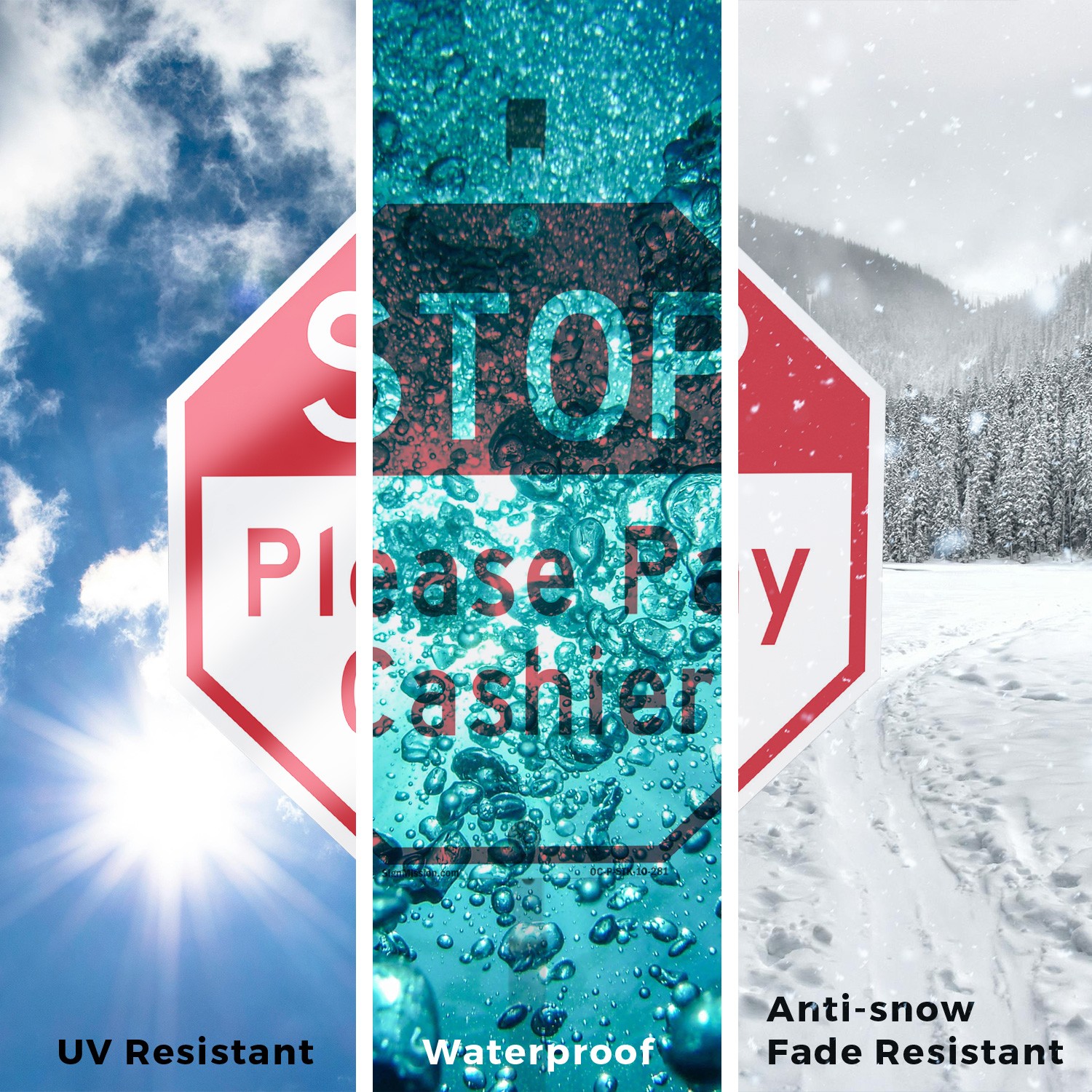 Stop Please Pay Cashier Octagon Sign With Stake Weather Resistant
