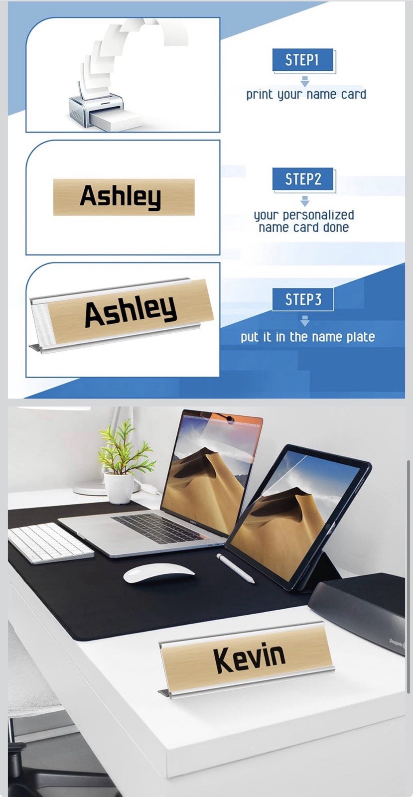 12 Pack Office Desk Name Plate Holder – 2″ x 8″