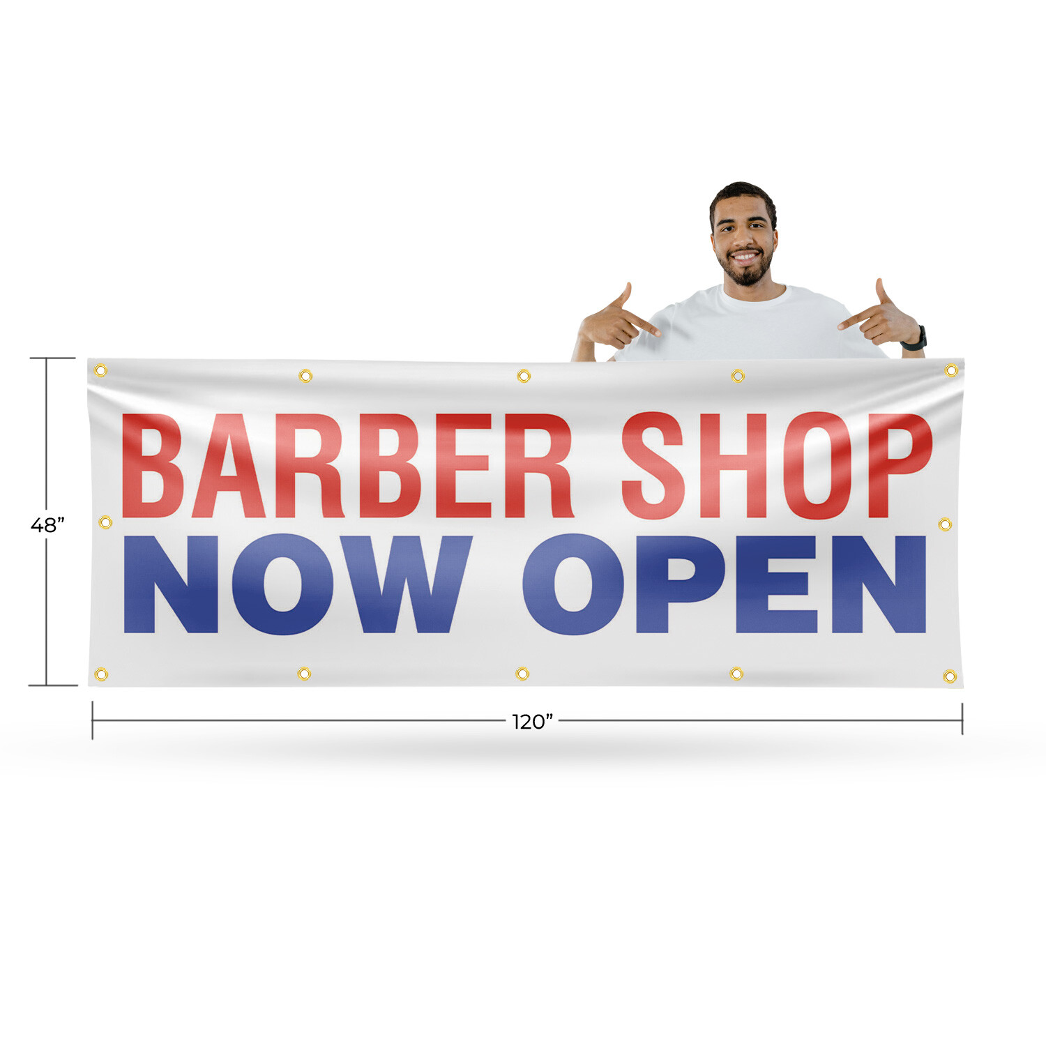 Barber Shop Now Open Vinyl Banner Sign with Metal Grommets Heavy-Duty