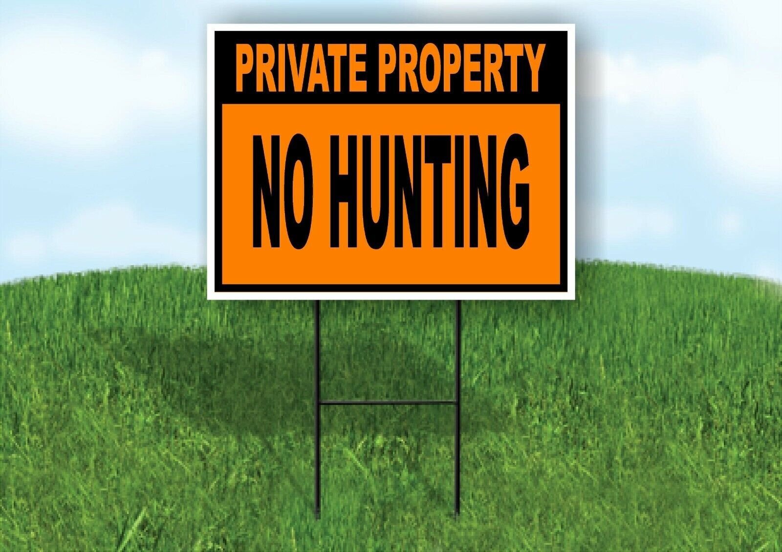 PRIVATE PROPERTY NO HUNTING ORANGE Yard Sign w Stand LAWN SIGN