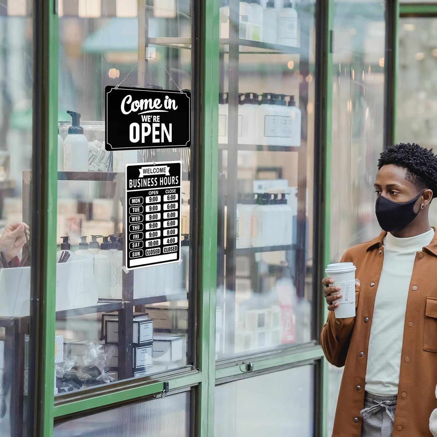 Open Closed Signs Business Hours Sign Set for Window Door Open Signs for Busines