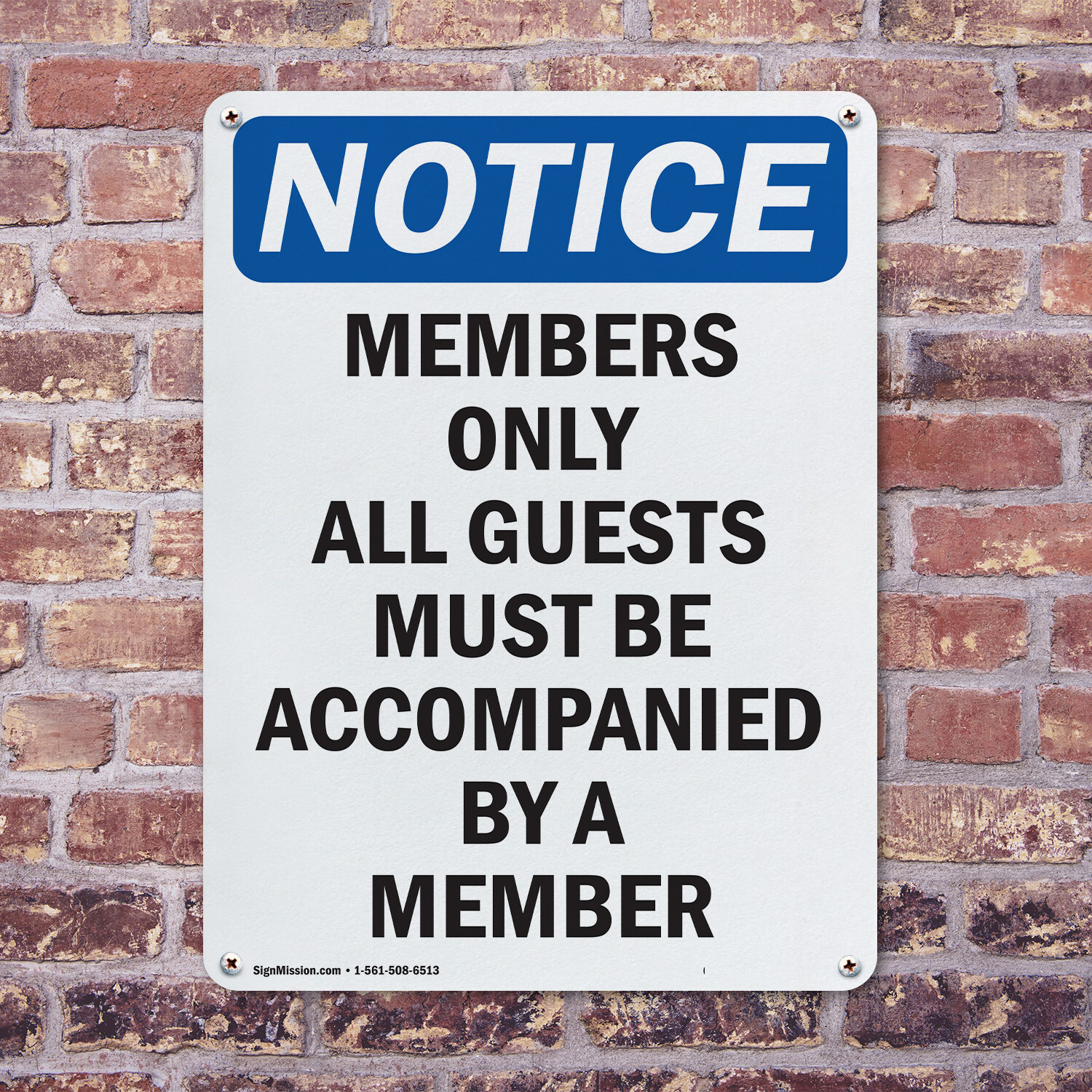 (2 Pack) Members Only All Guests Must Be OSHA Notice Sign Decal Metal Plastic