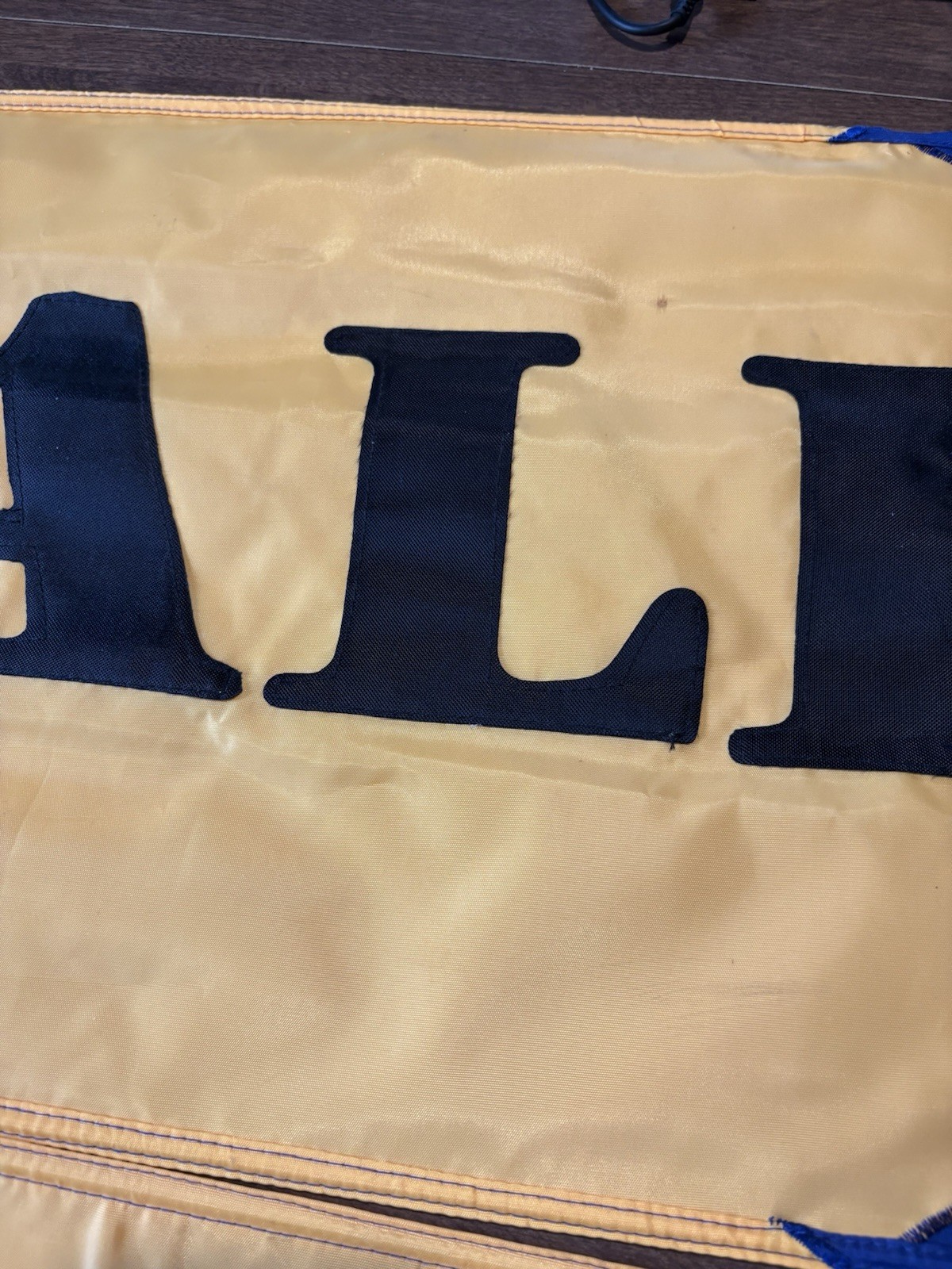 SALE Two Sided Grommets Sewn Letter Nylon Retail Banner Yellow Blue & Black (2)