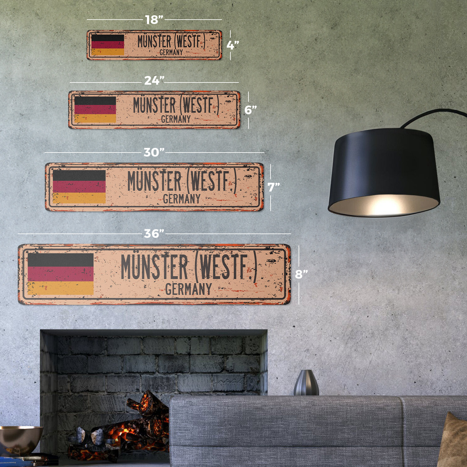 MENSTER (WESTF.) GERMANY Vintage Street Sign German flag city country rustic