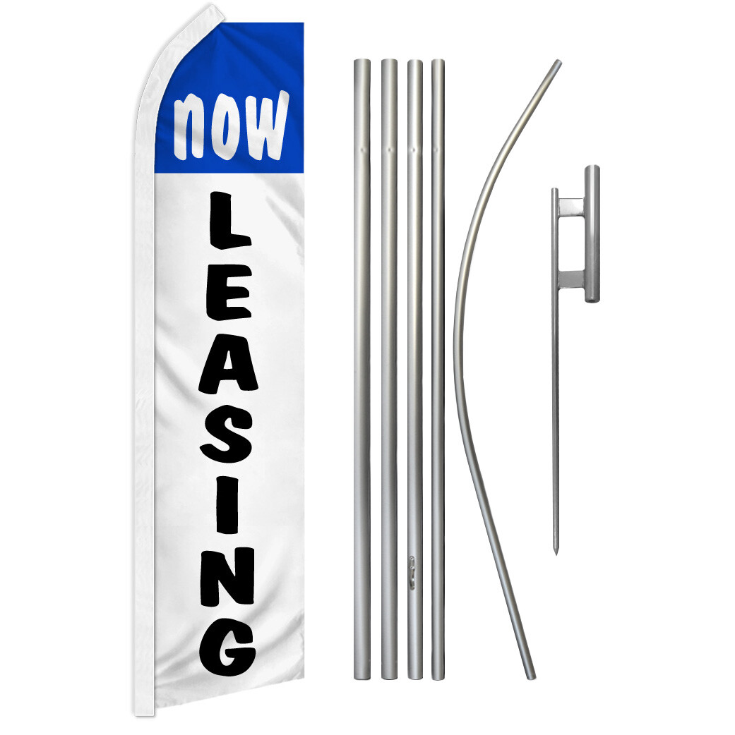 Now Leasing Advertising Swooper Feather Flutter Flag & Pole Kit Real Estate BL
