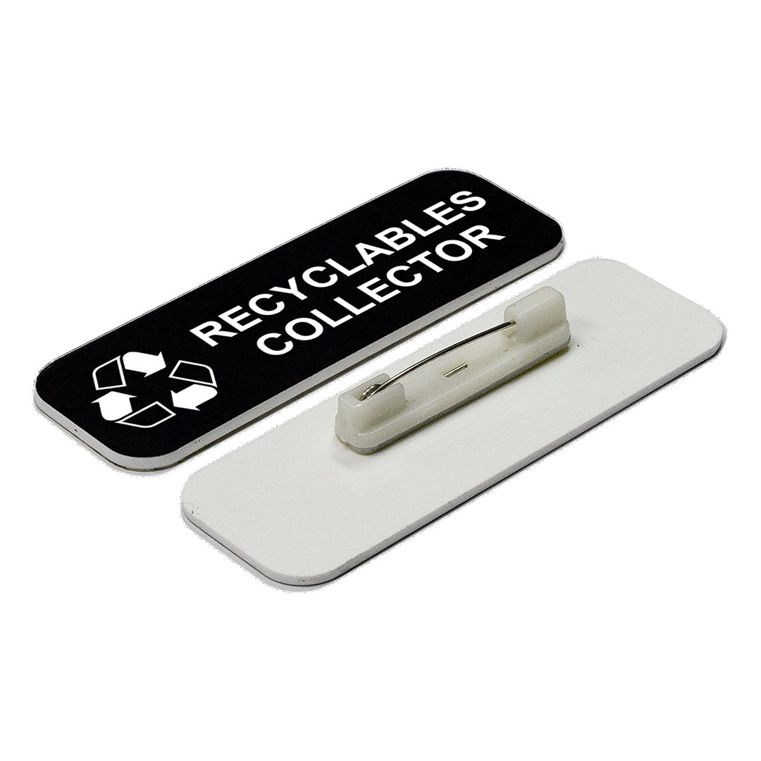Recyclables Collector 1″ x 3″ Name Tag/Badge, (3 Pack)