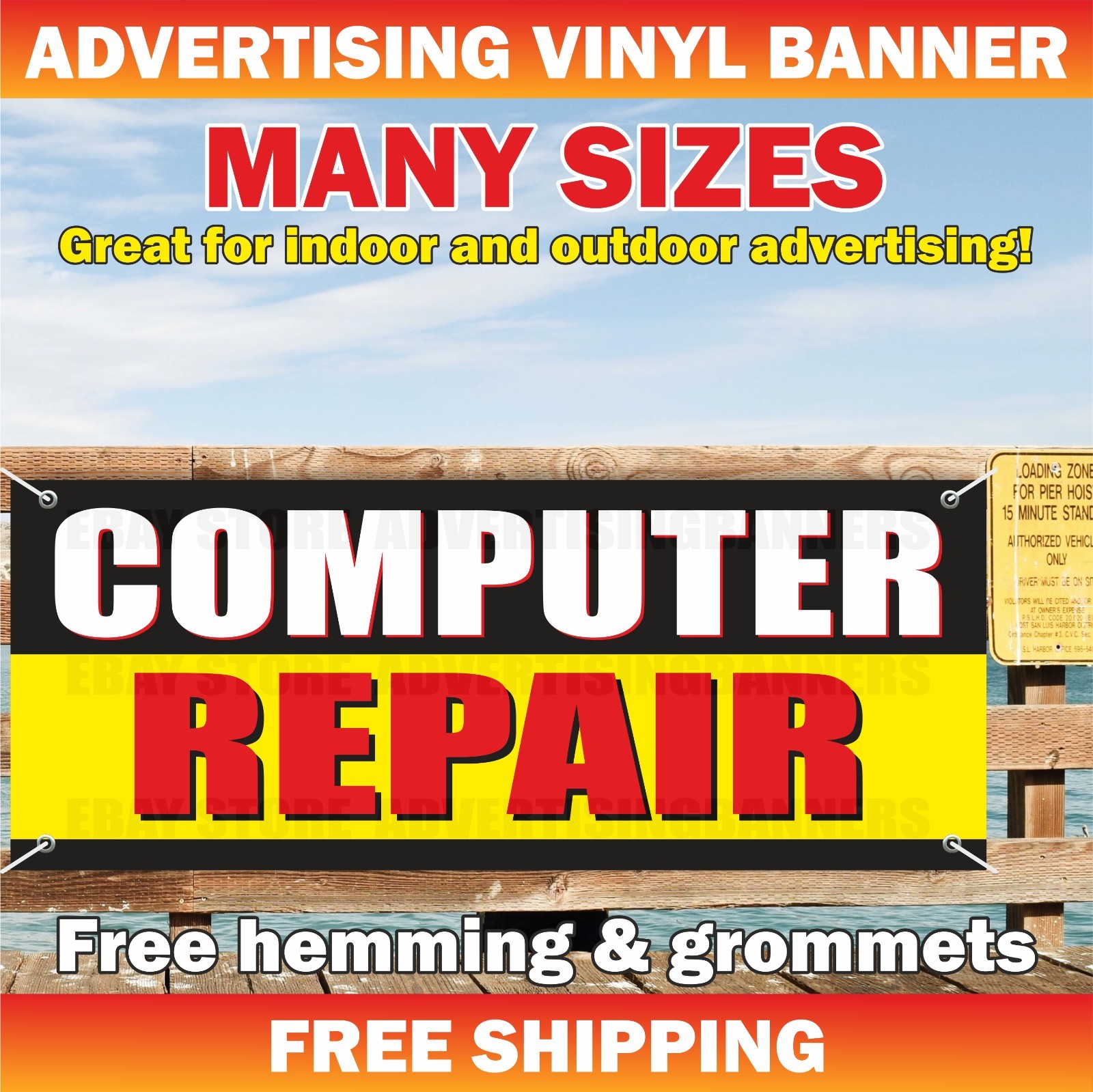 COMPUTER REPAIR Advertising Banner Vinyl Mesh Sign Electronics Service Fix
