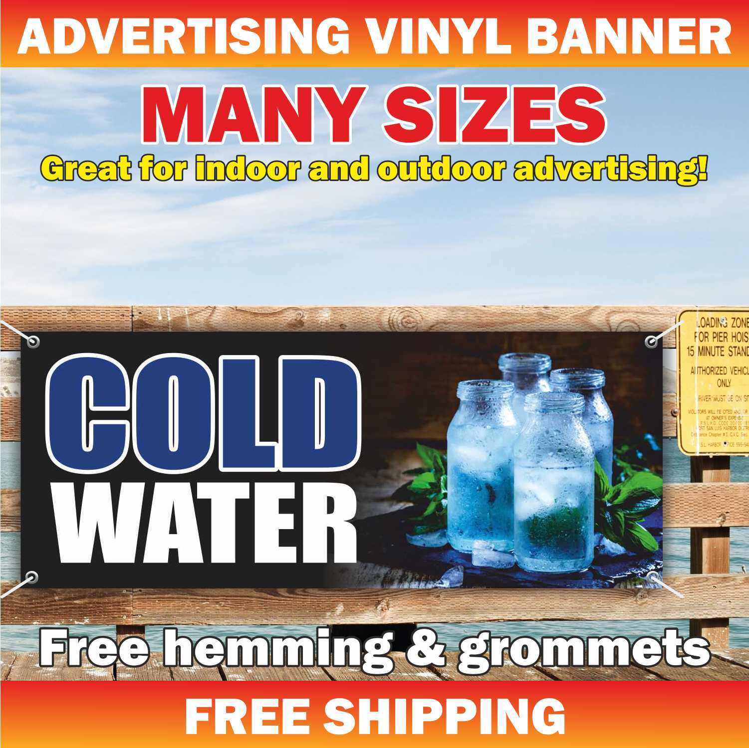 COLD WATER Advertising Banner Vinyl Mesh Sign CLEAN FRESH DRINKING ice soda