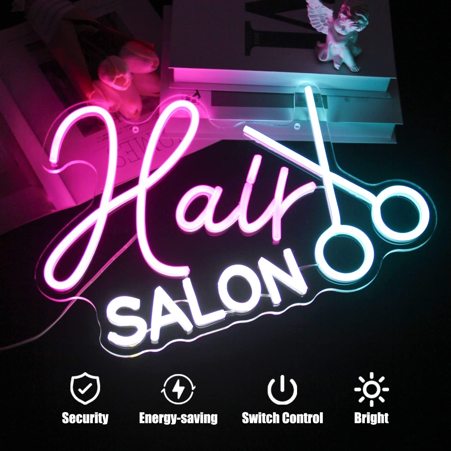CKTBLEY Hair Salon Neon Sign Barber Neon Light Salon LED Signs for Wall Hairc…