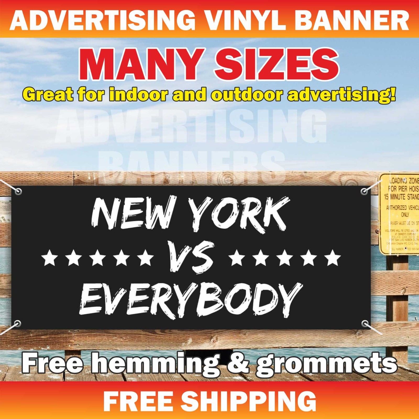 NEW YORK VS EVERYBODY Advertising Banner Vinyl Sign Motivational Poster Workout
