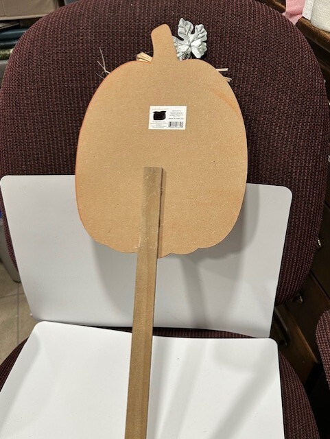 Welcome Friends Pumpkin Shaped Orange Yard Stake Wood 9-1/8x28L