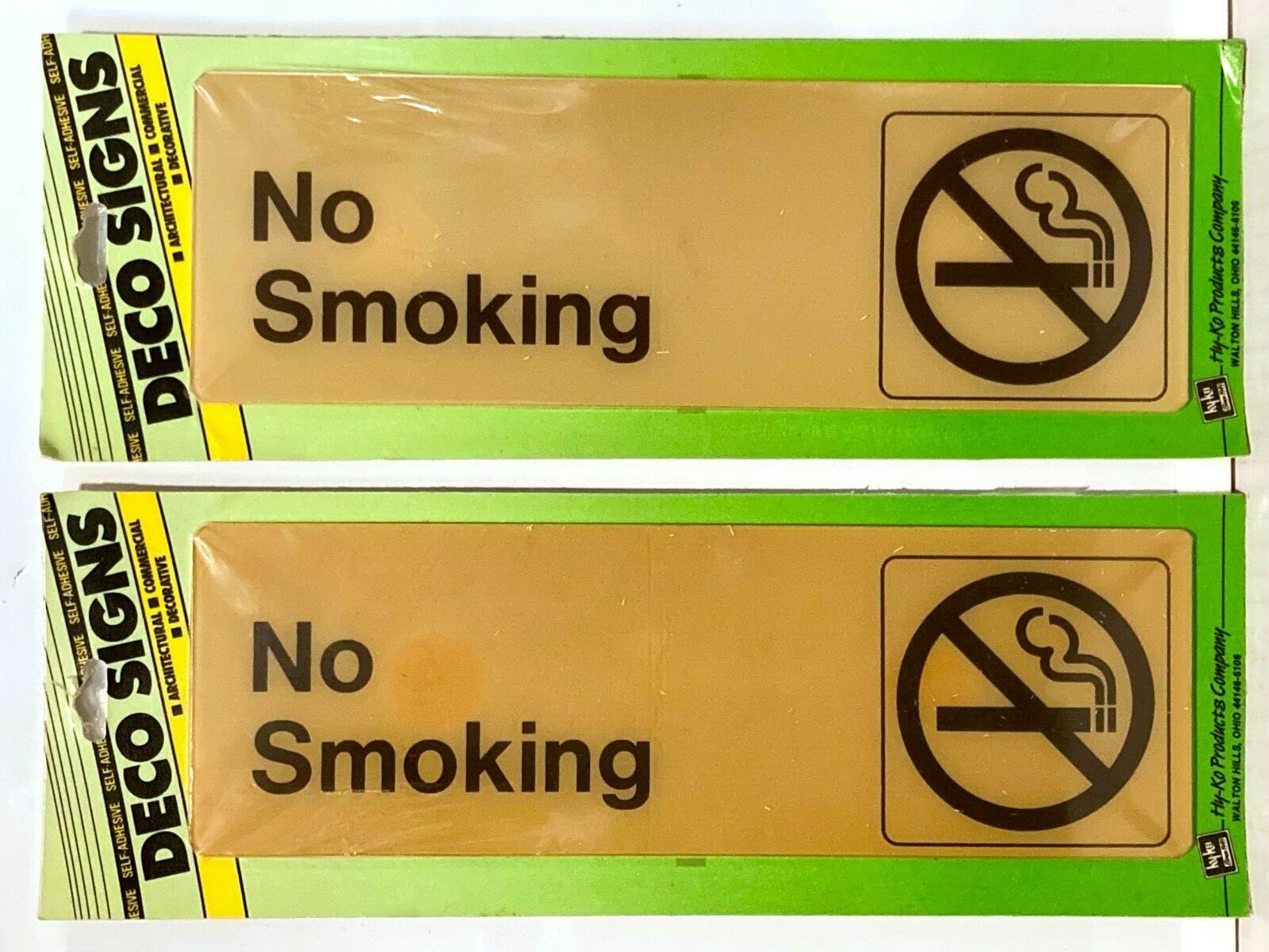 No Smoking Wall Signs Lot of 2 Self-Adhesive Hy-Ko Architectural Commercial NEW