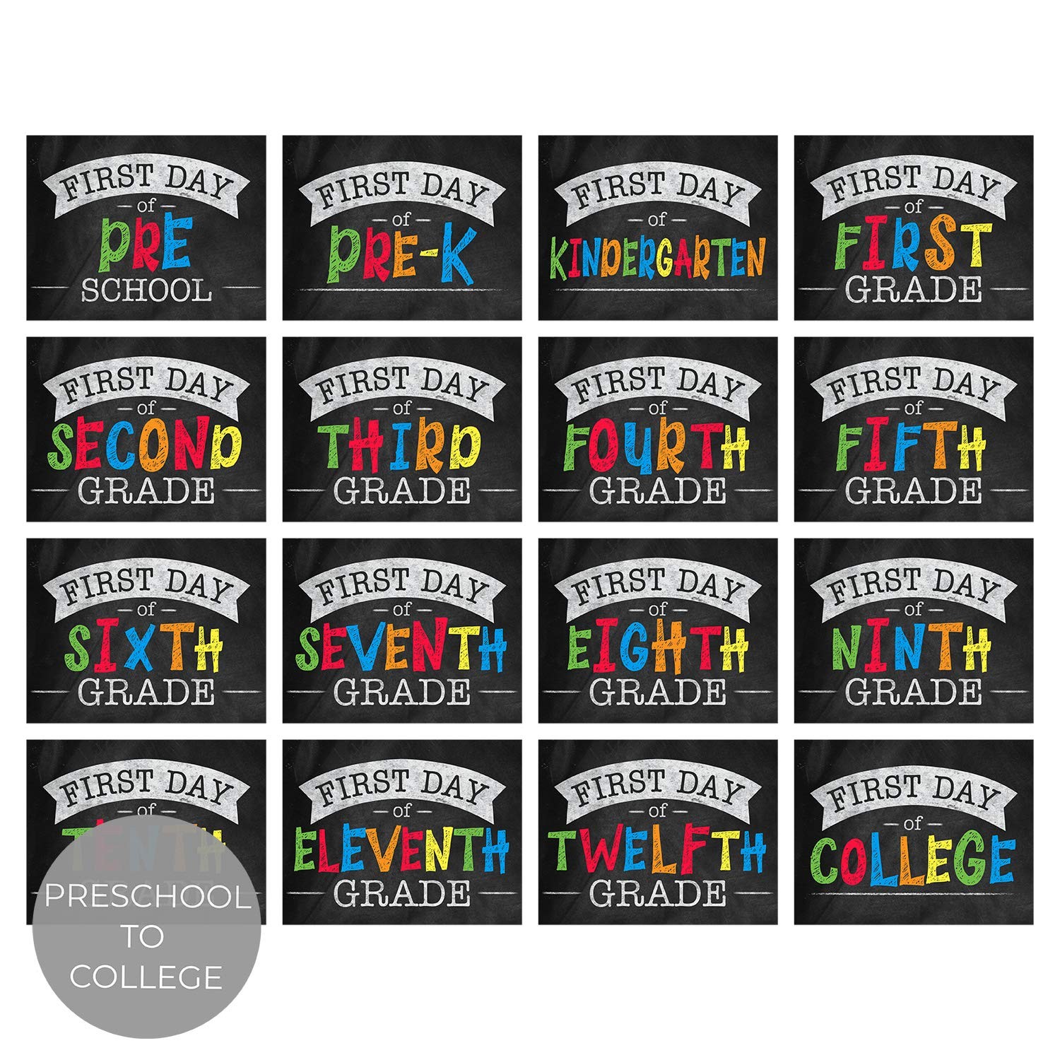 First and Last Day of School Signs 11×8.5 Inch Chalkboard Look Photo Prop