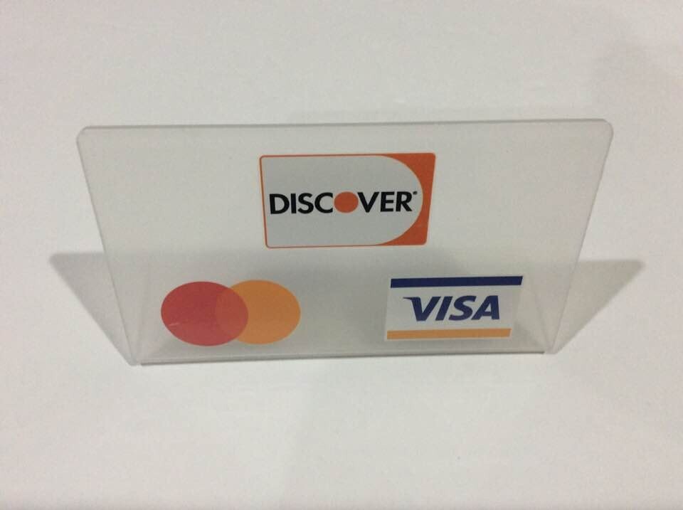Credit card table sign