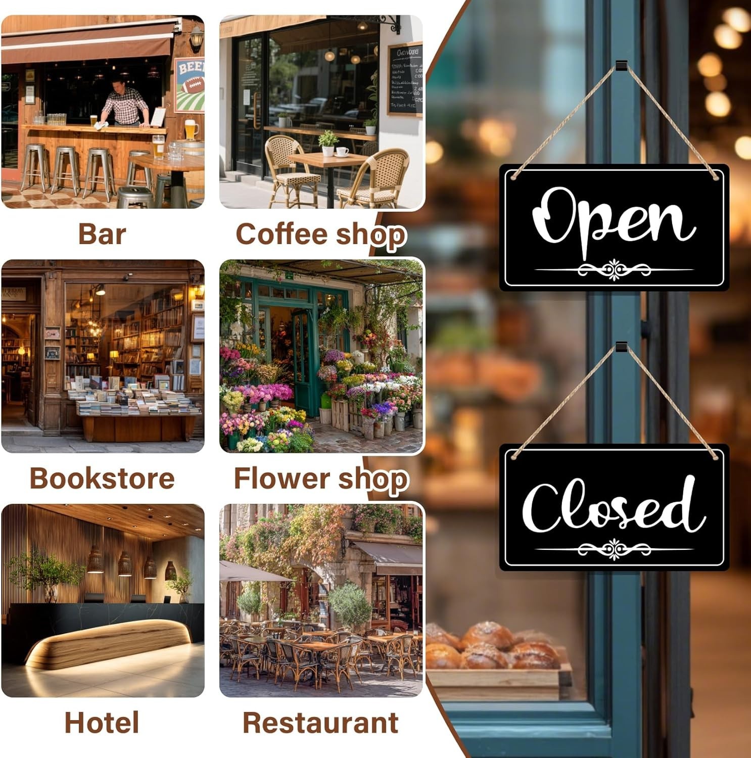 Durable 12×8 Double-Sided Open Closed Sign with Rope – Perfect for Shops