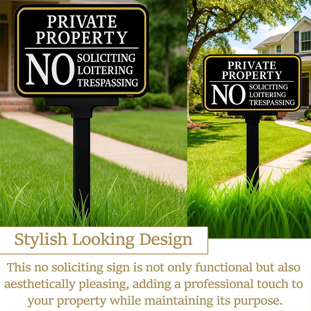 2 Pack Private Property Sign, 14 X 10 Inch Aluminum No Trespassing Sign | UV