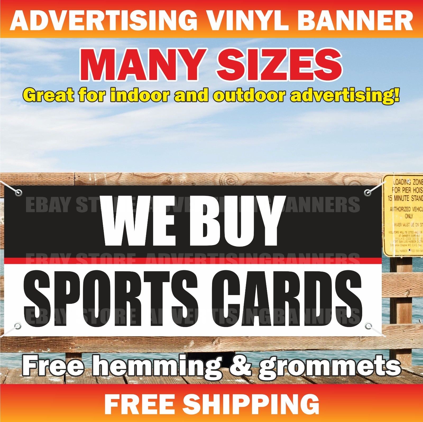 WE BUY SPORTS CARDS Advertising Banner Vinyl Mesh Sign Pawn shop gold Cards Cash