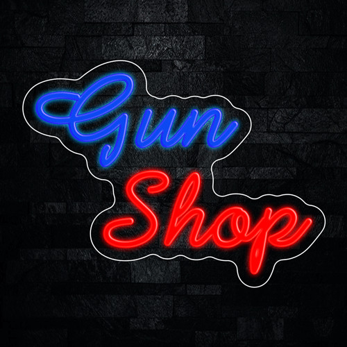 Gun Shop LED Neon Sign 16″L x 12″H #33139