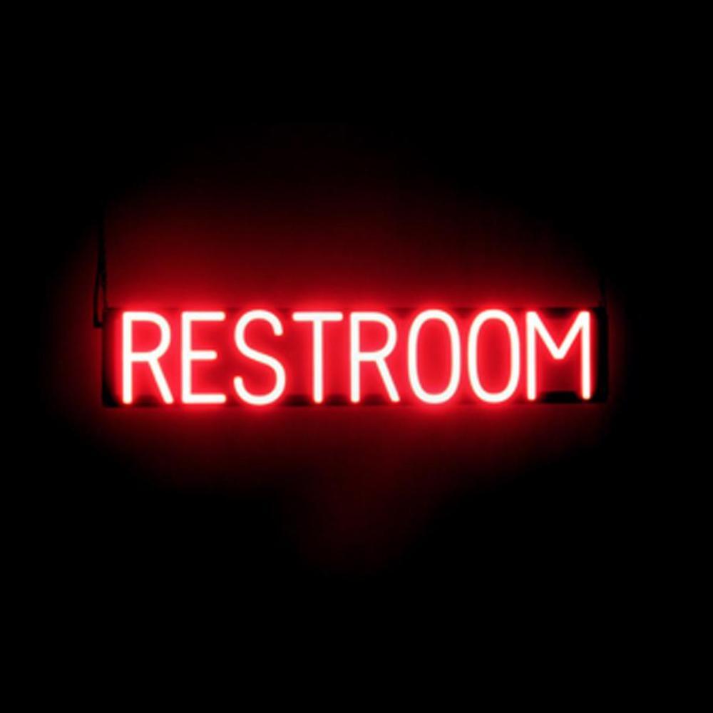 SpellBrite RESTROOM Sign | Neon Restroom Sign Look, LED Light | 32.5″ x 6.3″