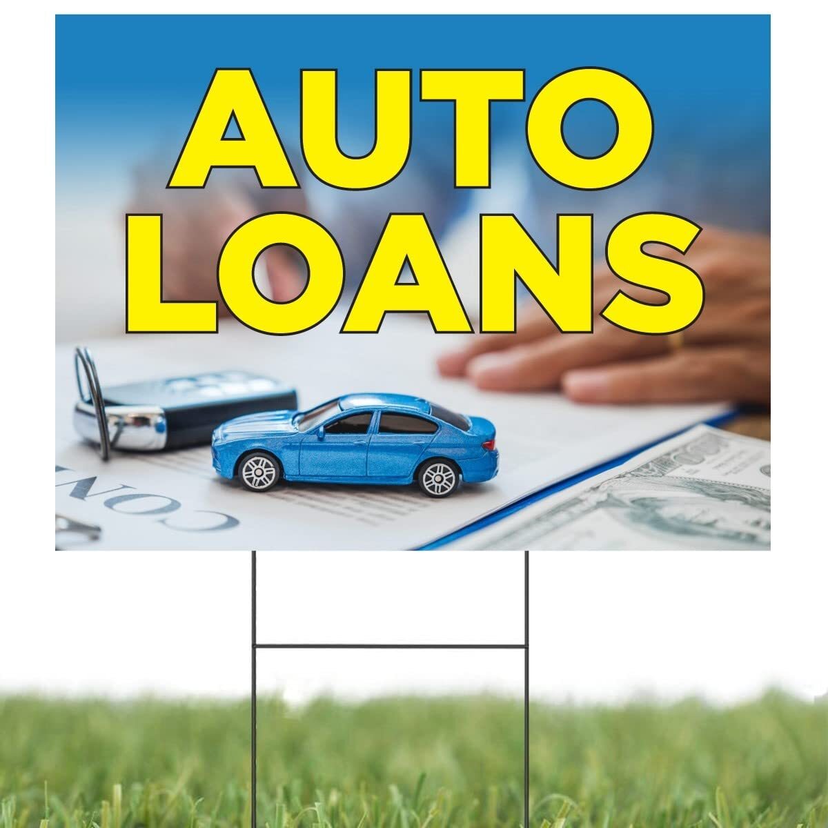 Auto Loans | Full Color Sidewalk Display Sign Board with Metal Ground Stakes |