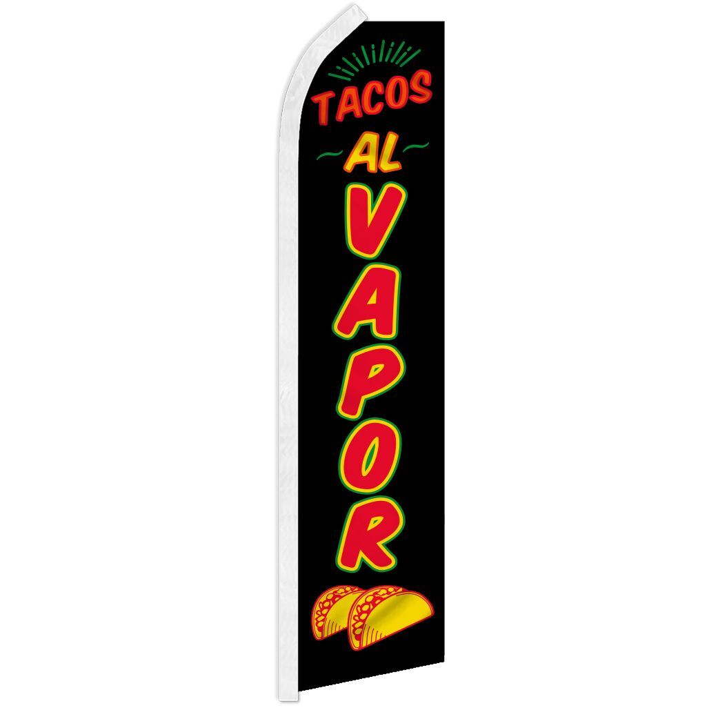 TACOS AL VAPOR advertising super flag swooper banner business sign food steamed