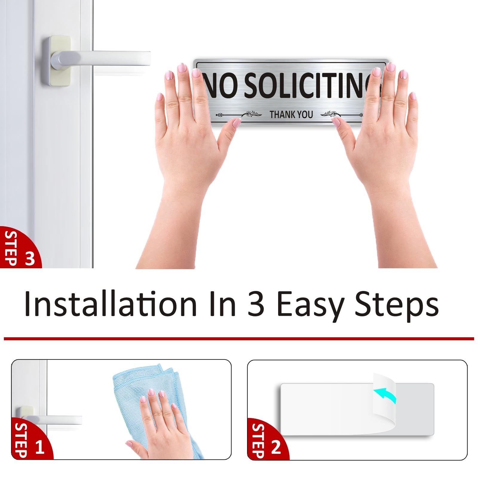 2 Pcs No Soliciting Sign Stickers for House Front Door Home Yards Windows Walls