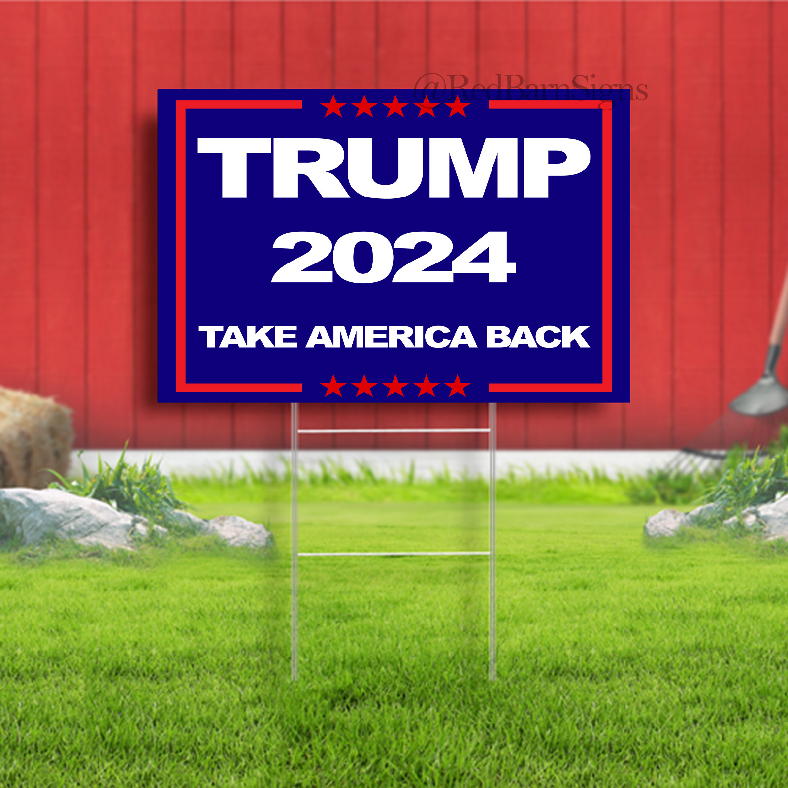 TRUMP 2024 TAKE AMERICA BACK 18″x24″ YARD SIGN WITH STAKE WHOLESALE USA
