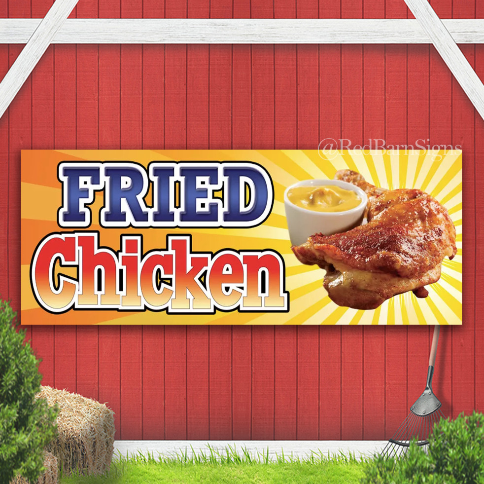 Fried Chicken Indoor Outdoor Banner Sign