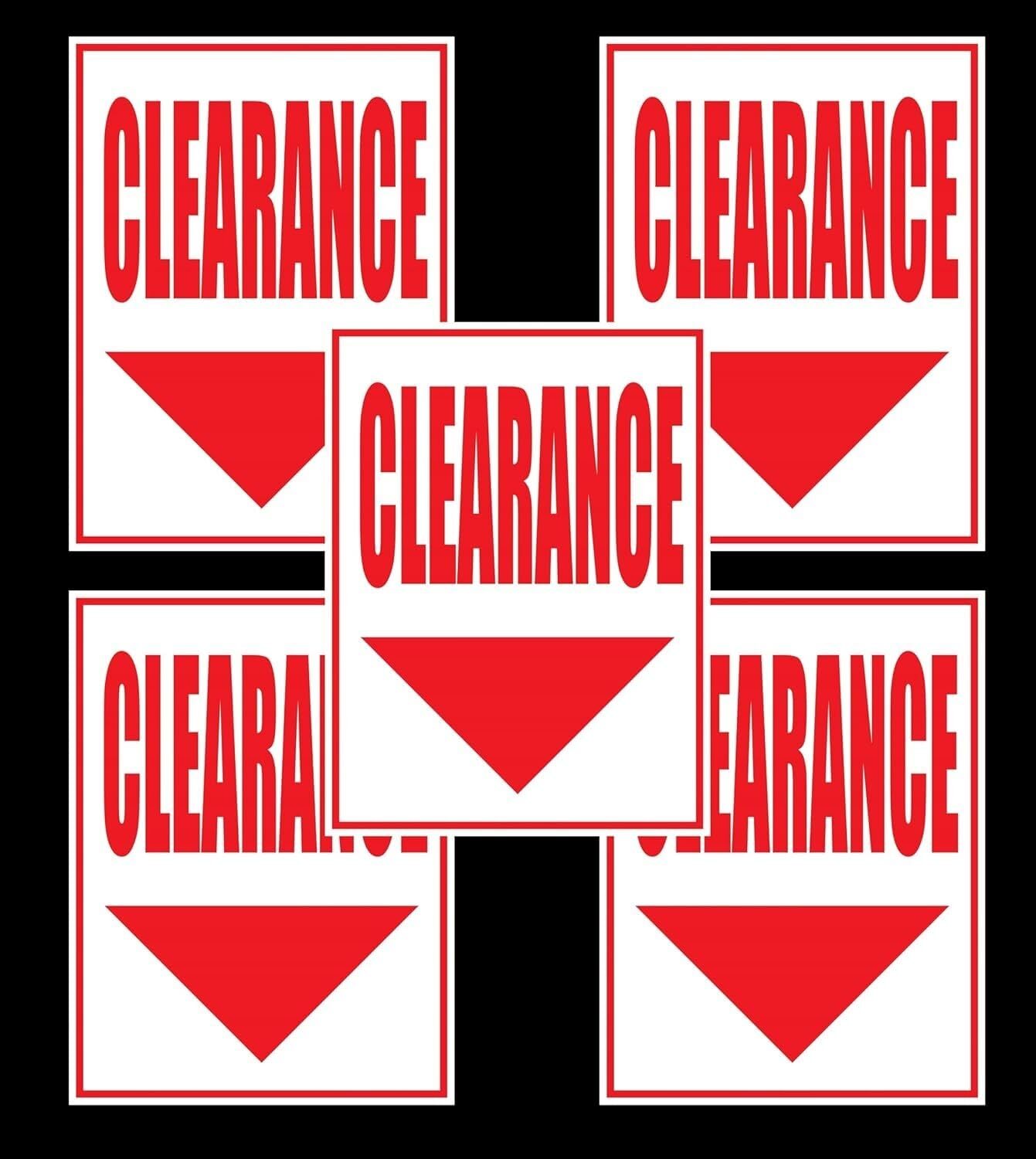 Clearance Red/White | Retail Window Display Signs | 18″W x 24″H | 5 Pack