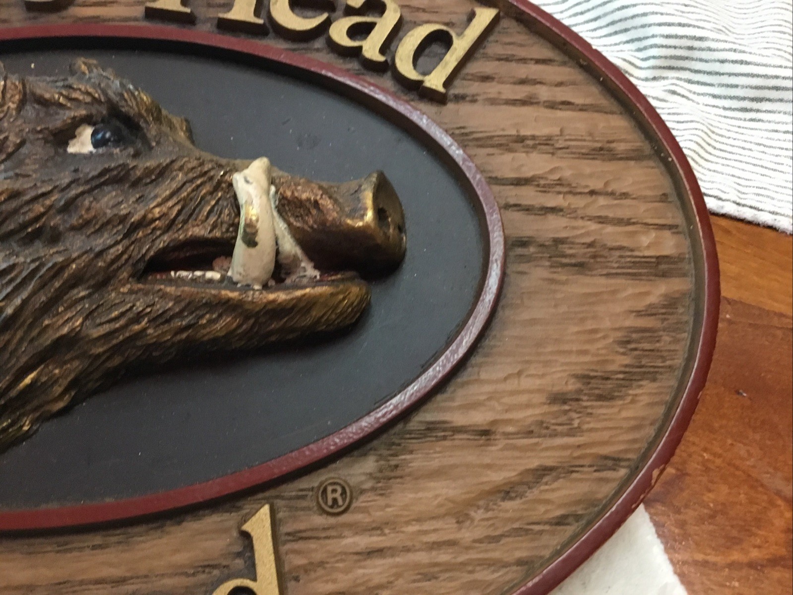 BOARS HEAD BRAND Meat Display RESIN / Faux Wood 3-D Oval Sign 16” x 11”