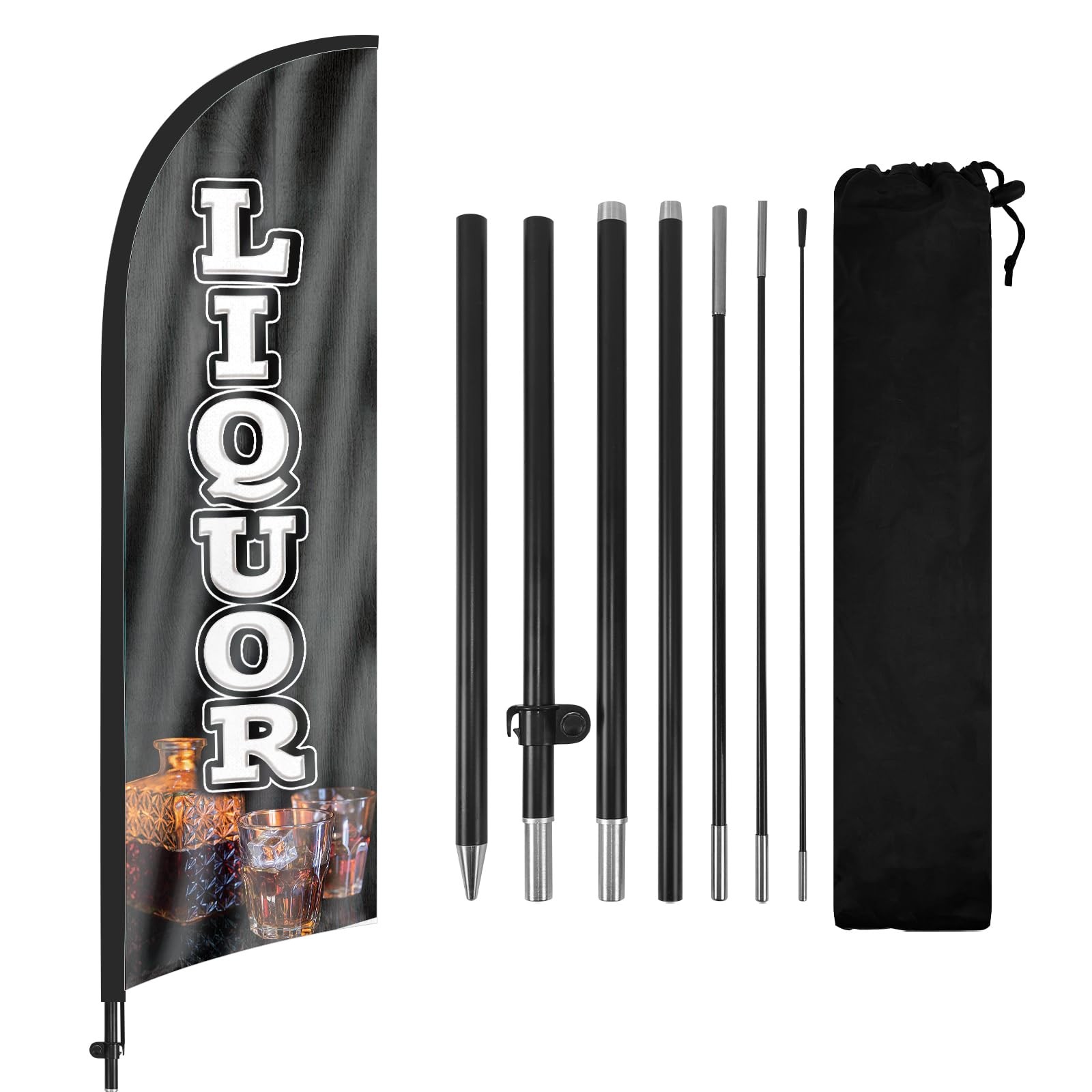 Liquor Feather Flag Banner, 98″ x 22″ Black, Attention-Grabbing Design for Li…