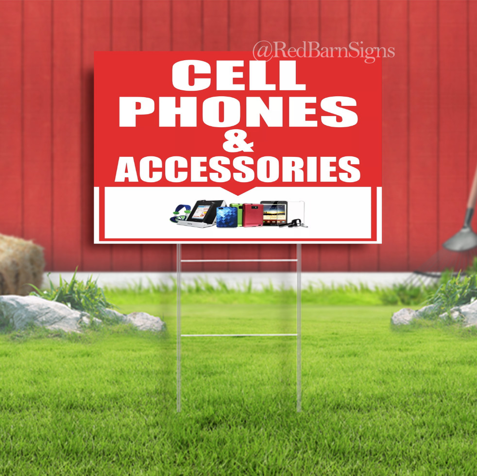 Cell Phones & Accessories | Retail Window Display Sign | Yard Sign