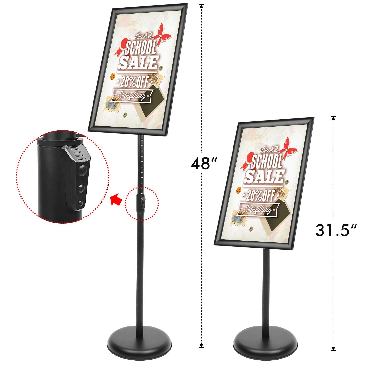 DISPLAYSWORKER Adjustable Poster Sign Stand 11 x 11-x-17-inch, black