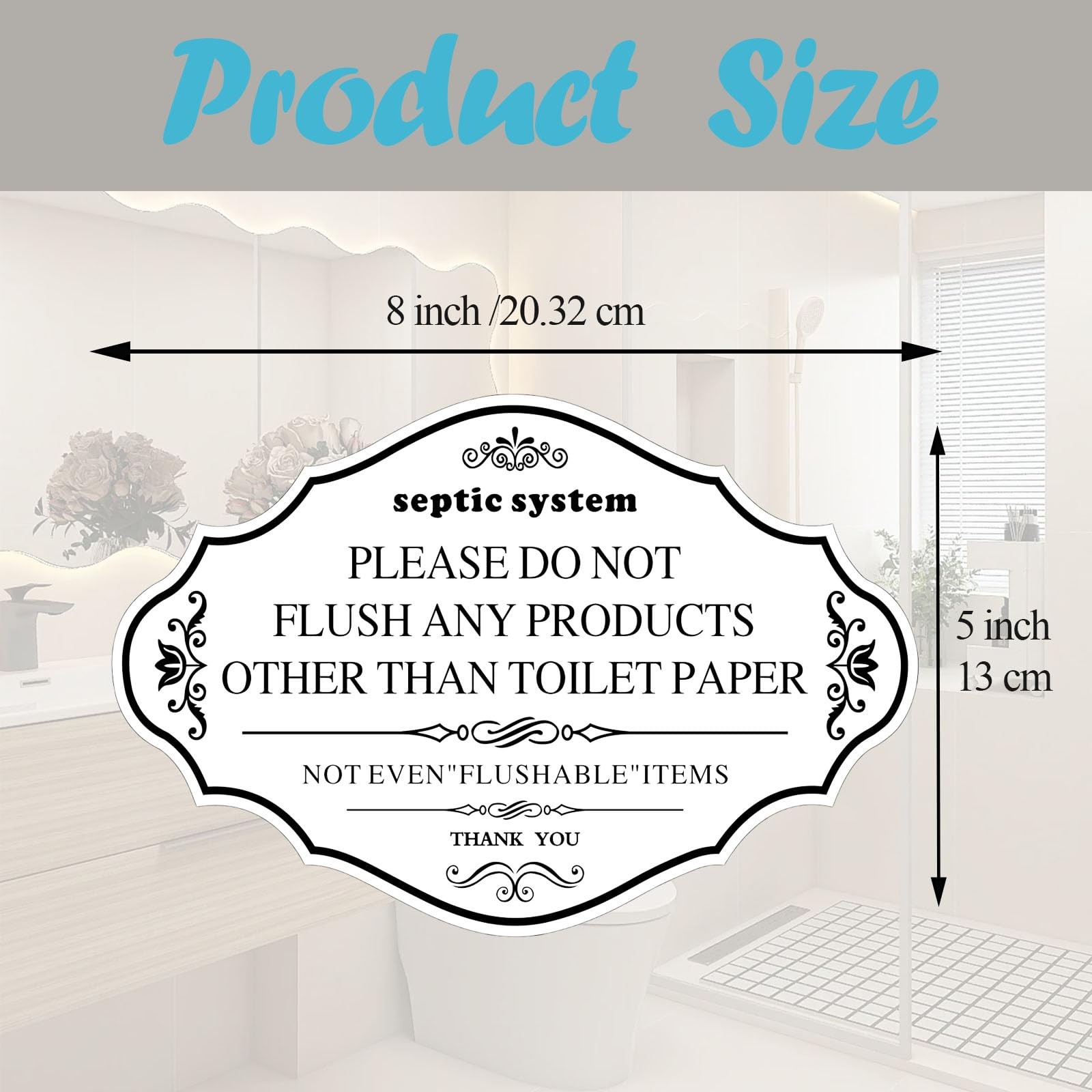 2Pcs Septic System Bathroom Sign, Do Not Flush Rules Banner，8×5inchThick Acry…