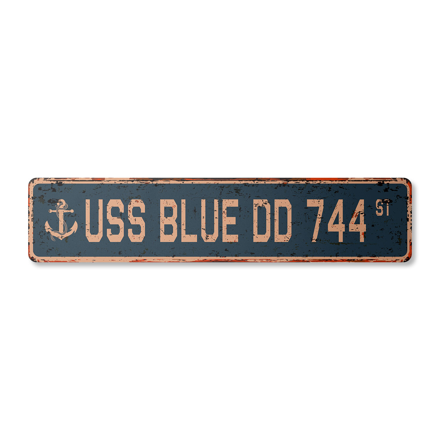 USS BLUE DD 744 Vintage Street Sign us navy ship veteran sailor rustic gift