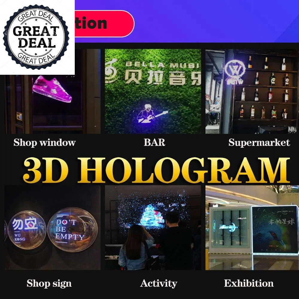 3D Hologram Holographic Projector Advertising Display Light HD Durable Decor NEW