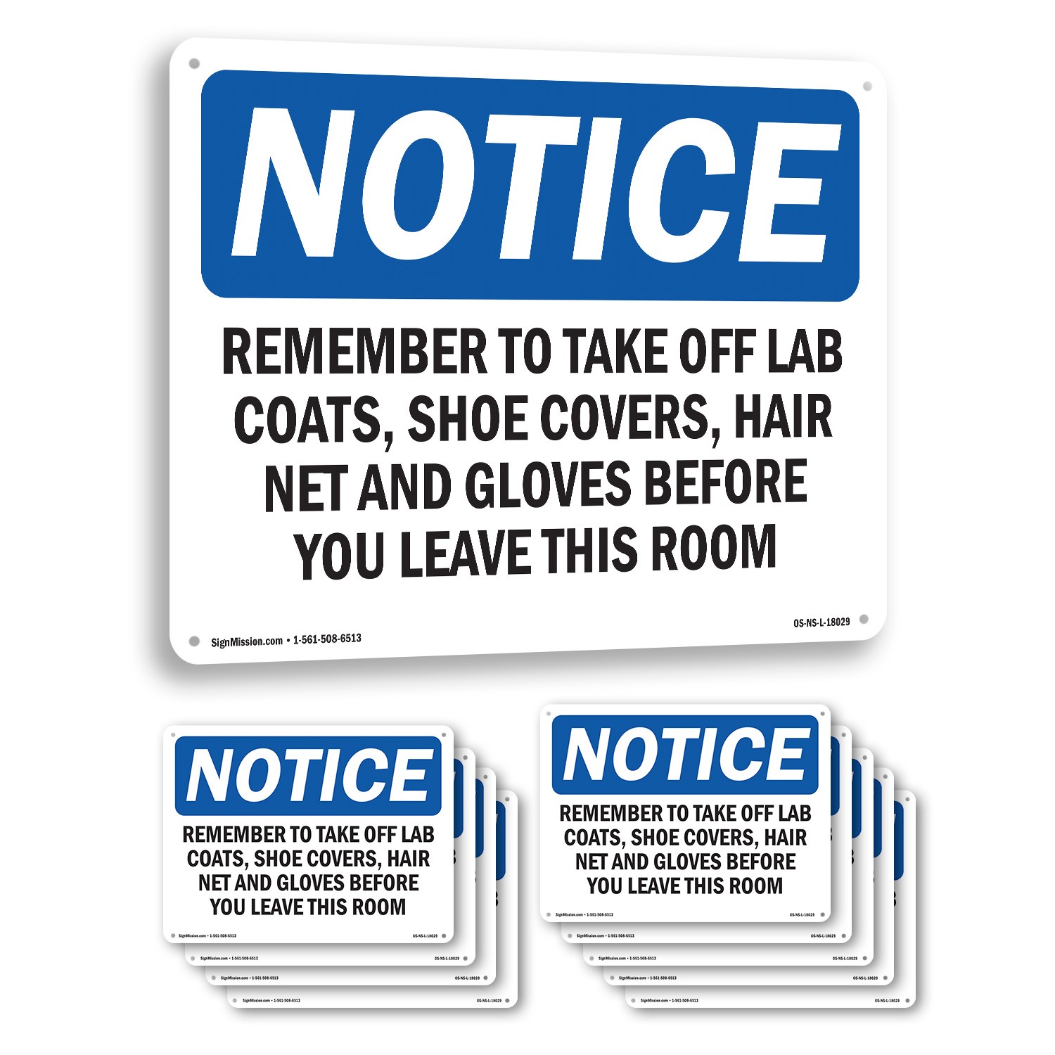 Remember To Take Off Lab Coats Shoe Covers OSHA Notice Sign, Decal 5 or 10 Pack