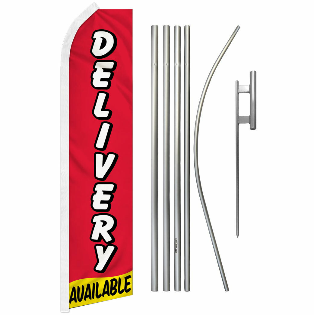 Delivery Available Advertising Swooper Feather Flutter Flag Pole Kit Food