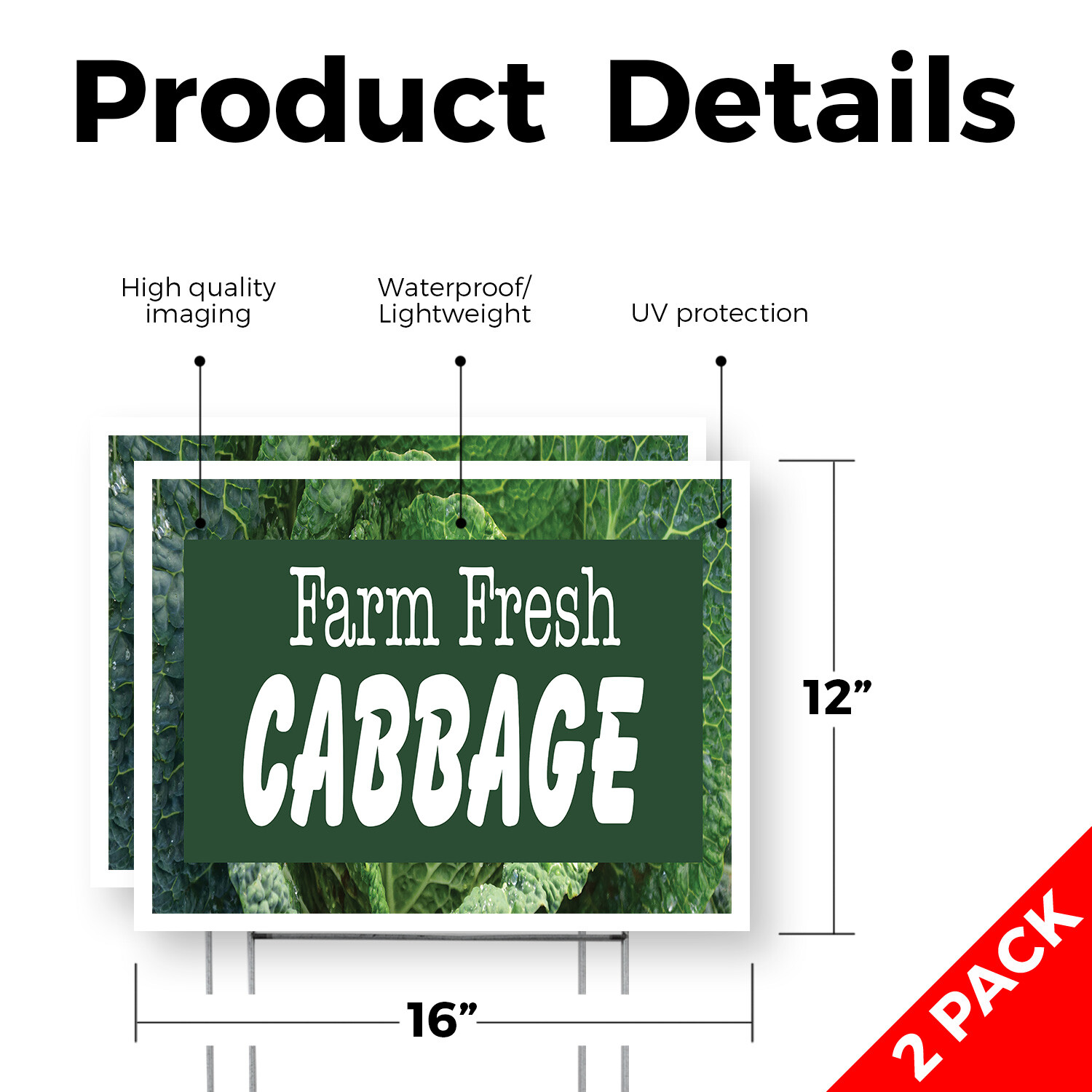 Farm Fresh Cabbage Yard Sign Fresh Greens, Local Produce, Seasonal Offers