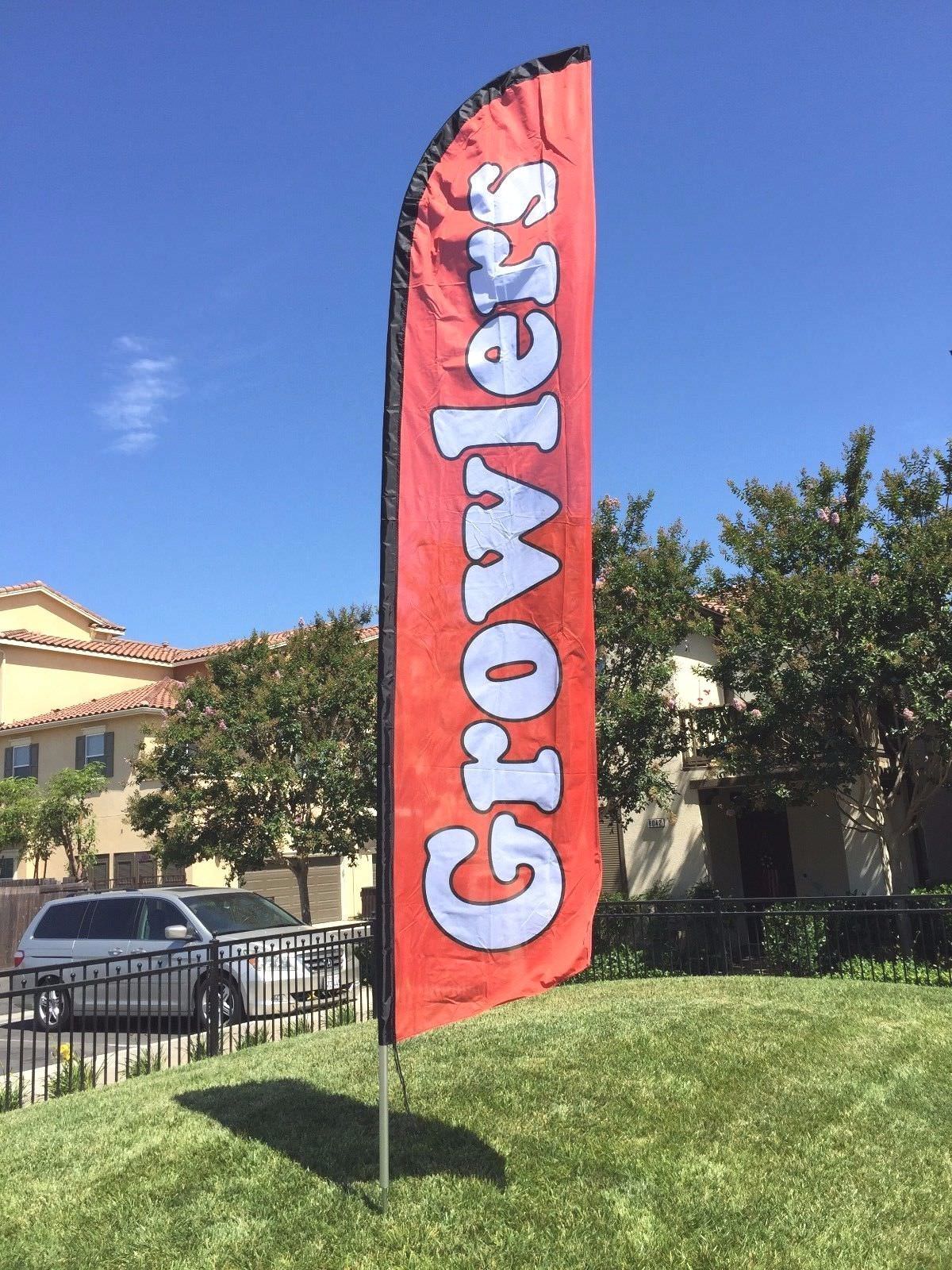Custom Feather Swooper Banner Sign Flag 15′ Kit Growlers -Free Gift
