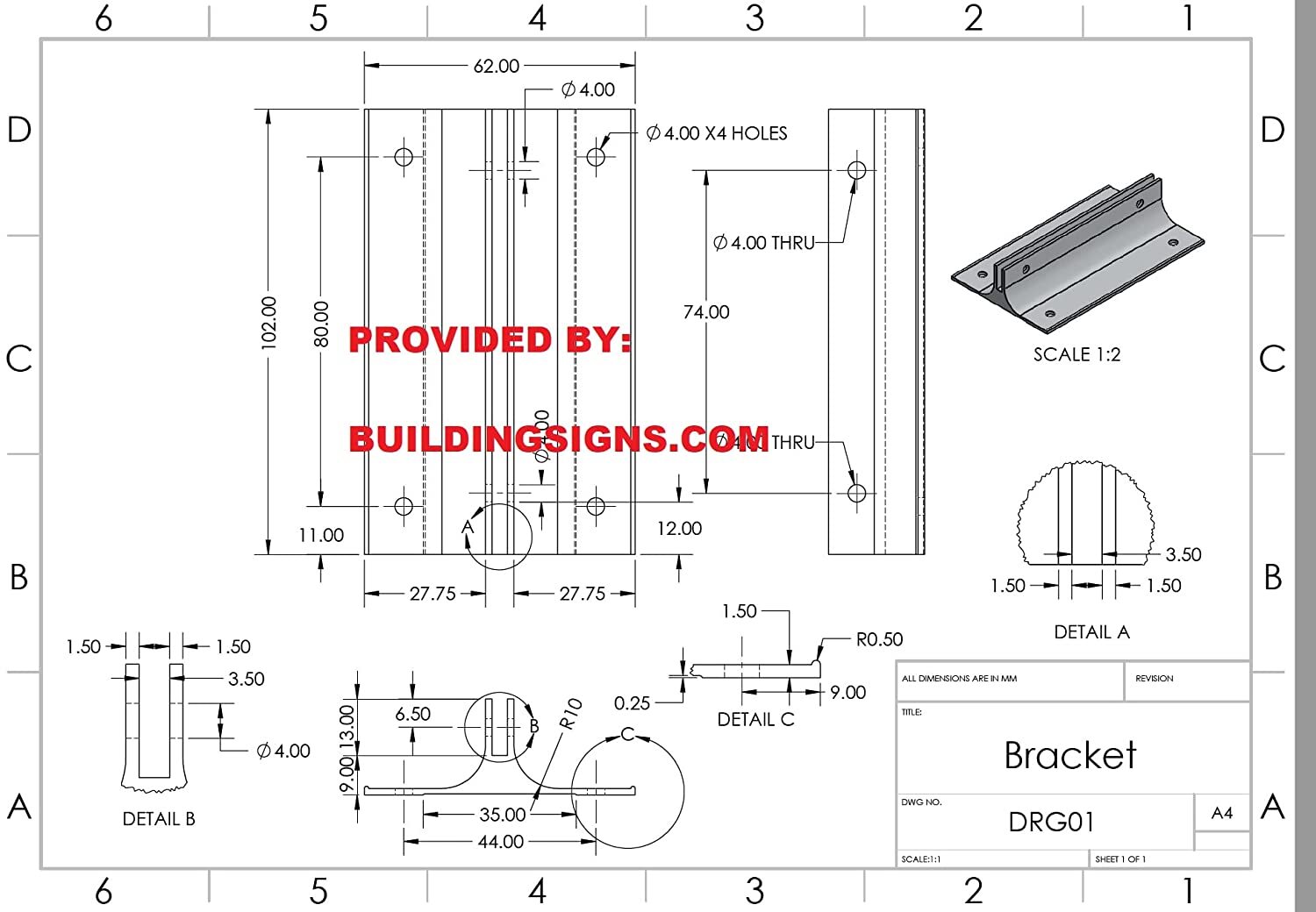 EXAM Room 1 Sign-Two-Sided/Double Sided Projecting, Corridor -REF24-1027