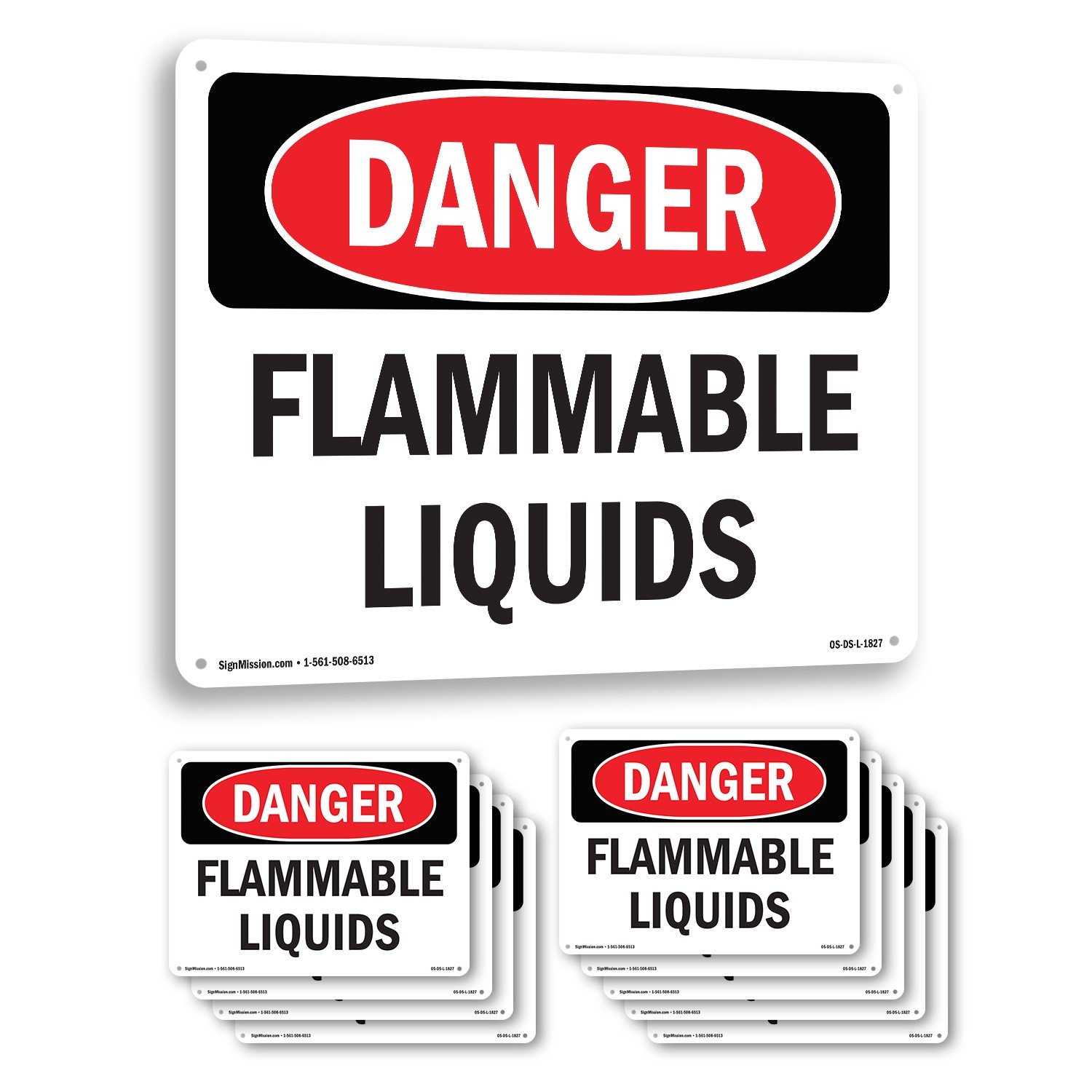 Flammable Liquids OSHA Danger Sign Metal, Plastic, Or Decal – 5 or 10 Pack