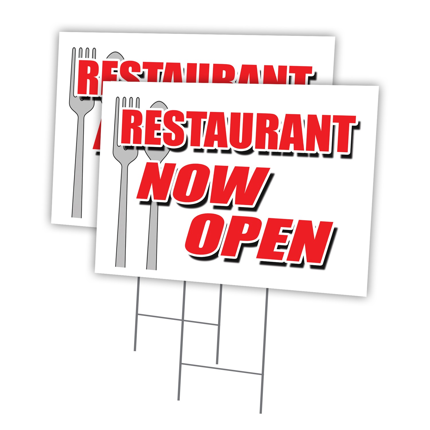 Restaurant Now Open Multi-Pack of Yard Signs & Stake plastic coroplast window