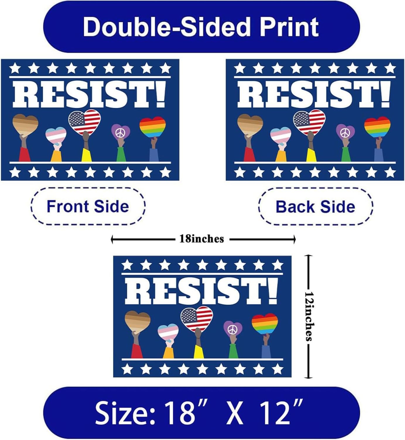 Resist! Sign Political Protest Yard Sign Save Democracy Yard Signs Double Sided