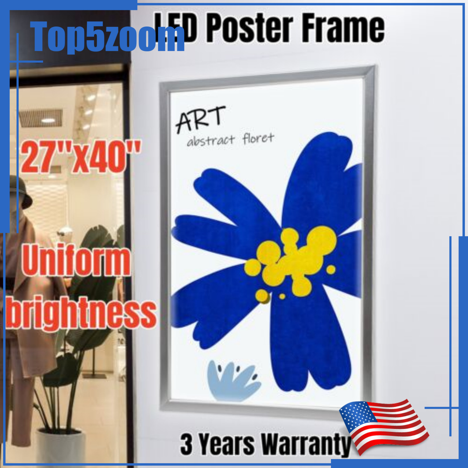 27″x40” LED Poster Movie Frame Backlit Light Box Advertising Sign Display