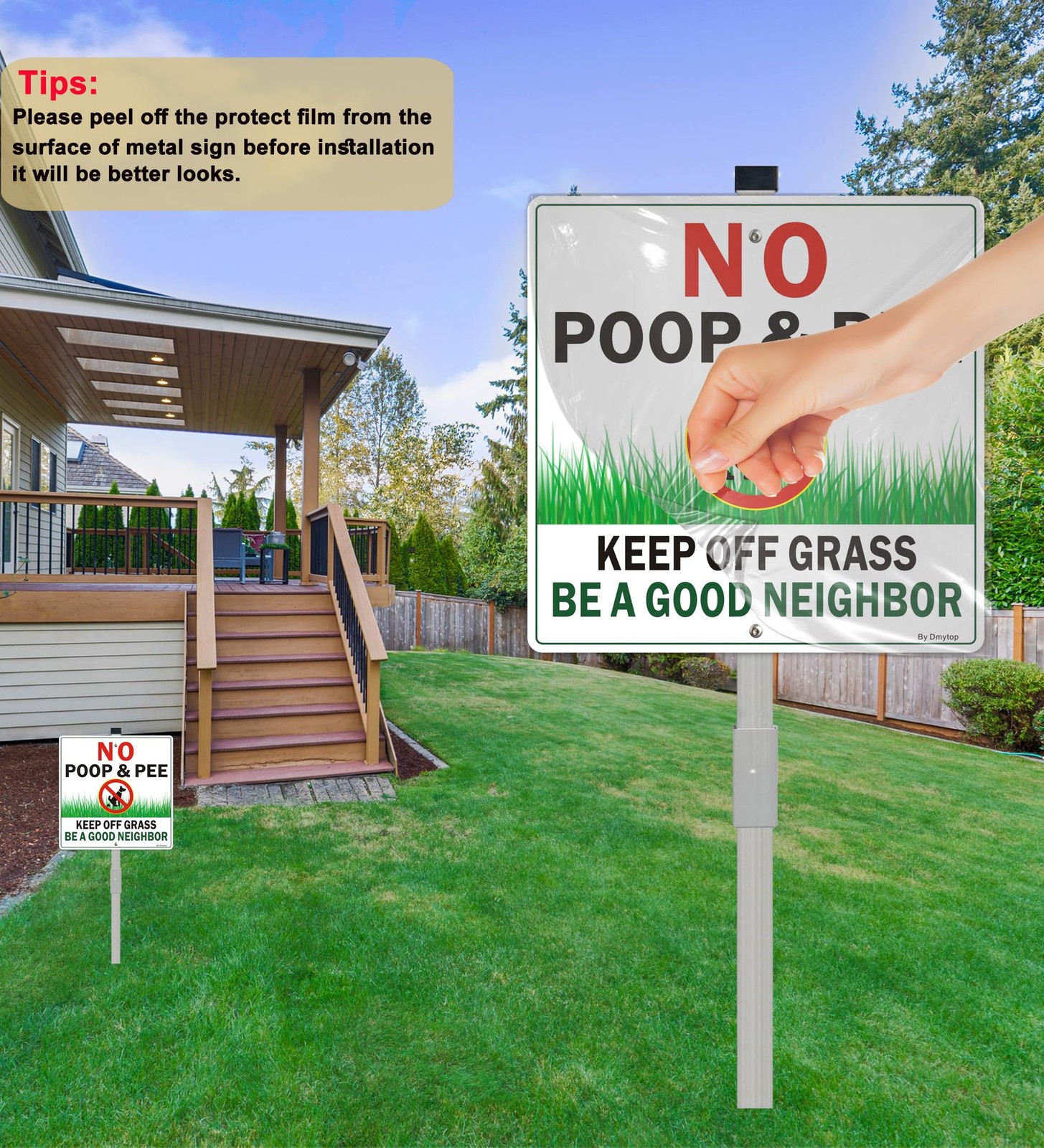 2 Pack No Pooping Dog Signs for Yard Keep Off Grass Lawn Sign With 28″ Metal…