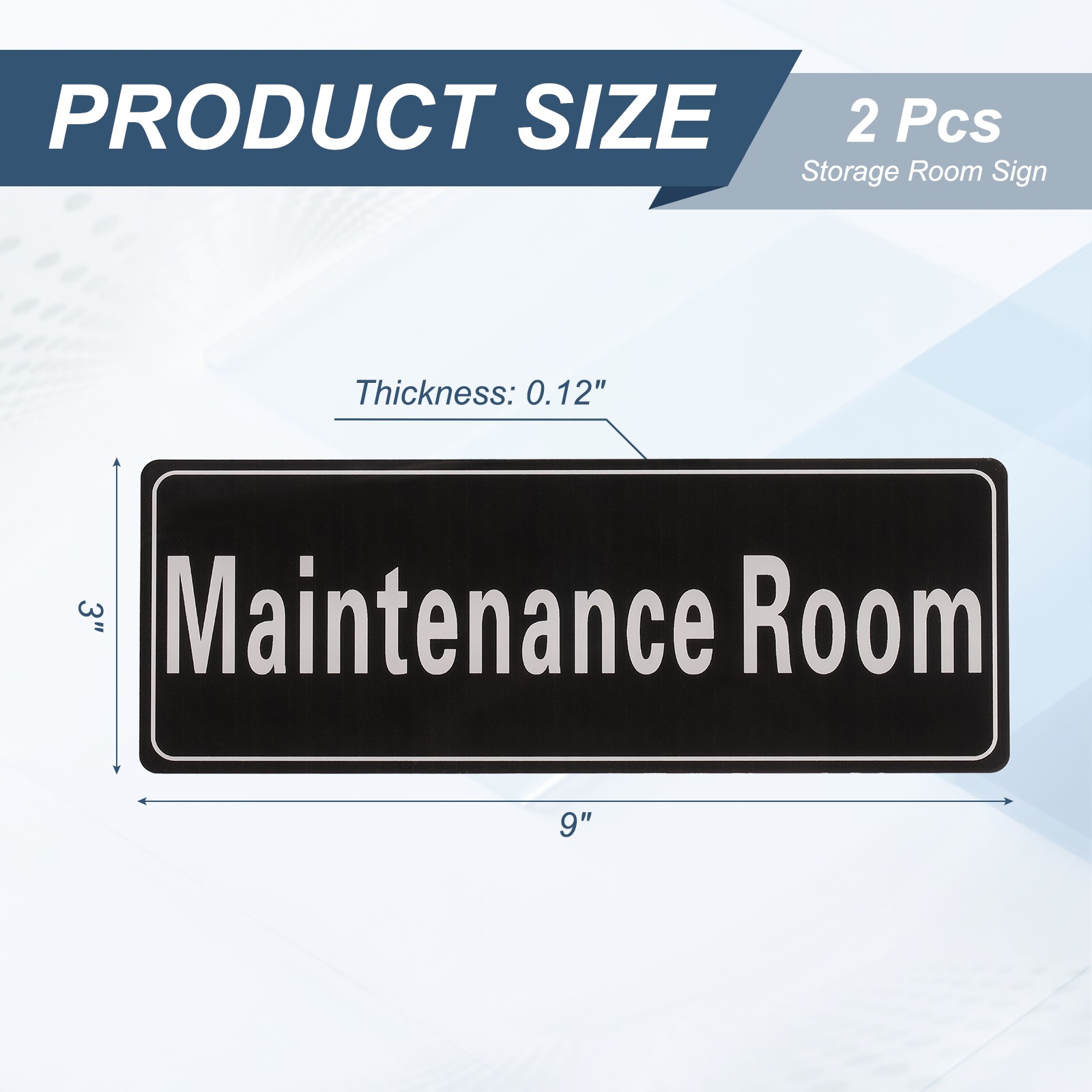 9″x3″ Maintenance Room, 2Pcs Room Door Sign Self-Adhesive, Black with White Text