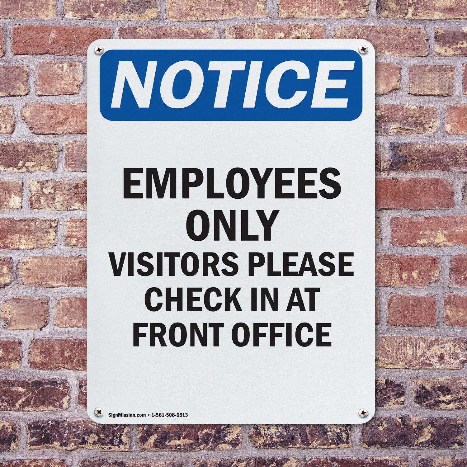 (2 Pack) Employees Only Visitors Please OSHA Notice Sign Decal Metal Plastic
