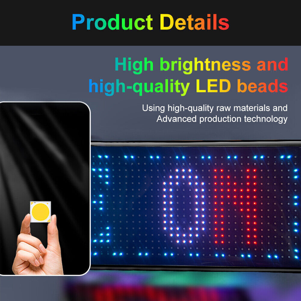 LED RGB Car Eye Sign Animation Matrix USB Panel DIY Programmable Bluetooth LED