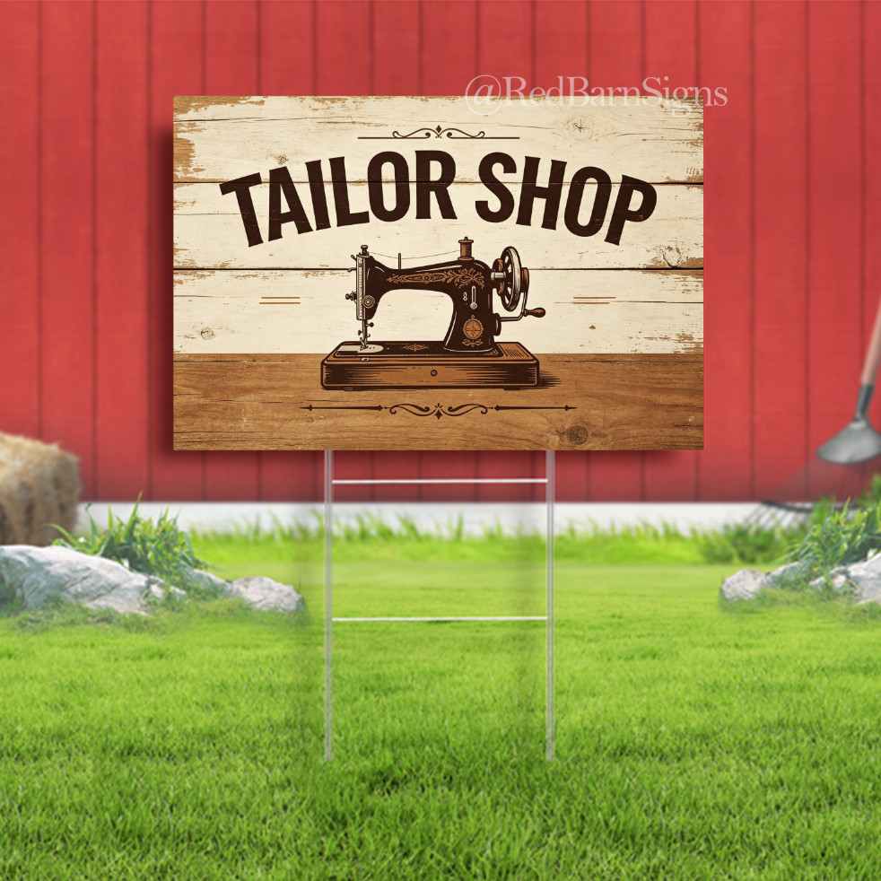 Tailor Shop Indoor Outdoor Yard Sign with metal stakes